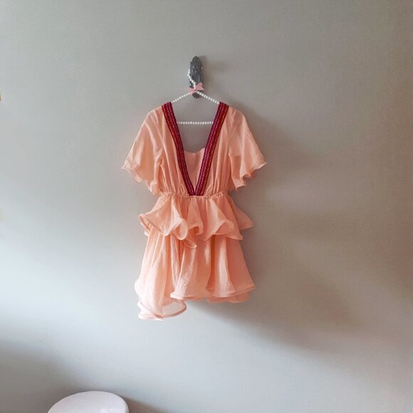 NWT Pitusa peach Talullah ruffle mini dress - Picture 5 of 7